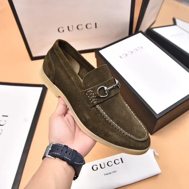 Gucci Horsebit 1955 Olive Green Suede Loafers 6