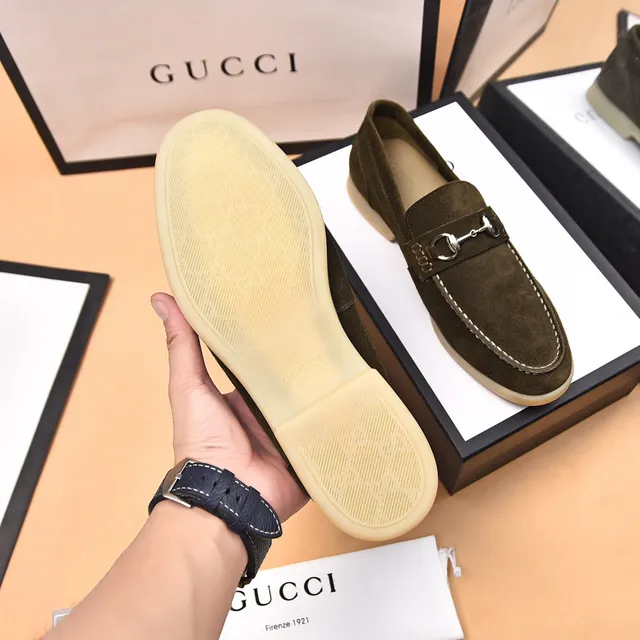 Gucci Horsebit 1955 Olive Green Suede Loafers 7