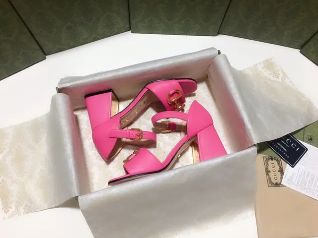 Gucci Horsebit 1955 Pink Gold Buckle Ankle Strap Block Heel 2
