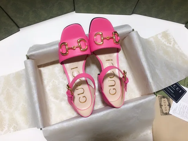 Gucci Horsebit 1955 Pink Gold Buckle Ankle Strap Block Heel 4