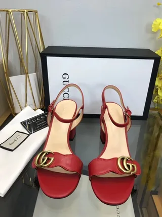 Gucci Horsebit 1955 Red Gold Leather Interlocking G Buckle Block Heel 4