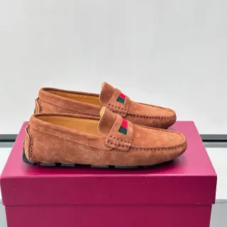 Gucci Horsebit 1955 棕色麂皮网纹乐福鞋