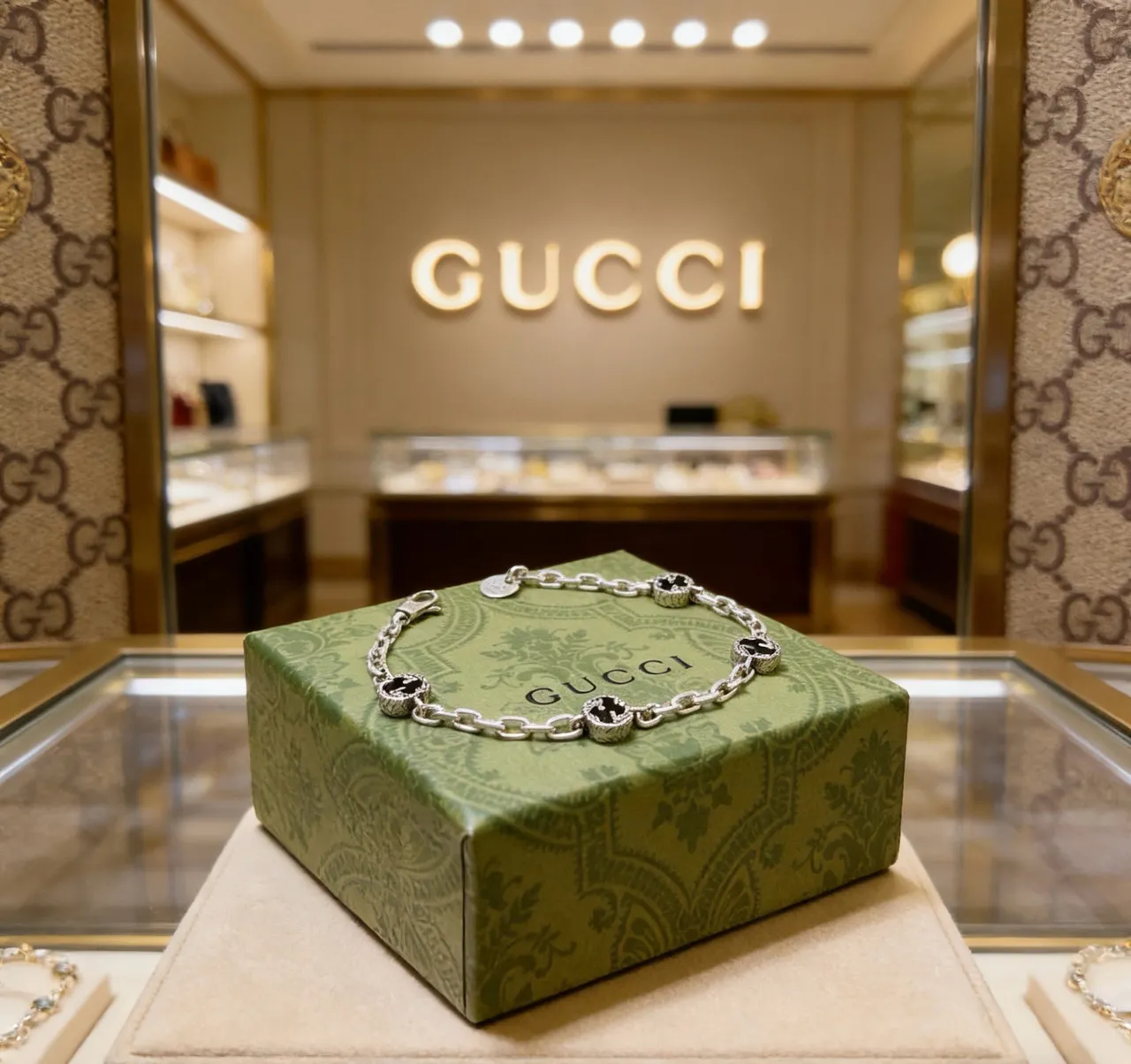 Gucci Interlocking G Bracelet Silver and Black Enamel Bracelet 5