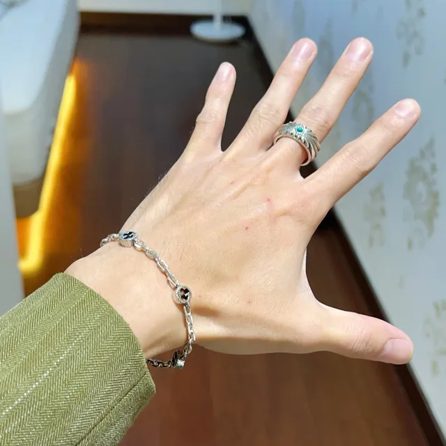 Gucci Interlocking G Bracelet Silver and Black Enamel Bracelet 8