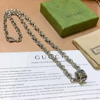Gucci Interlocking G Pendant Twisted-Link Silver Necklace