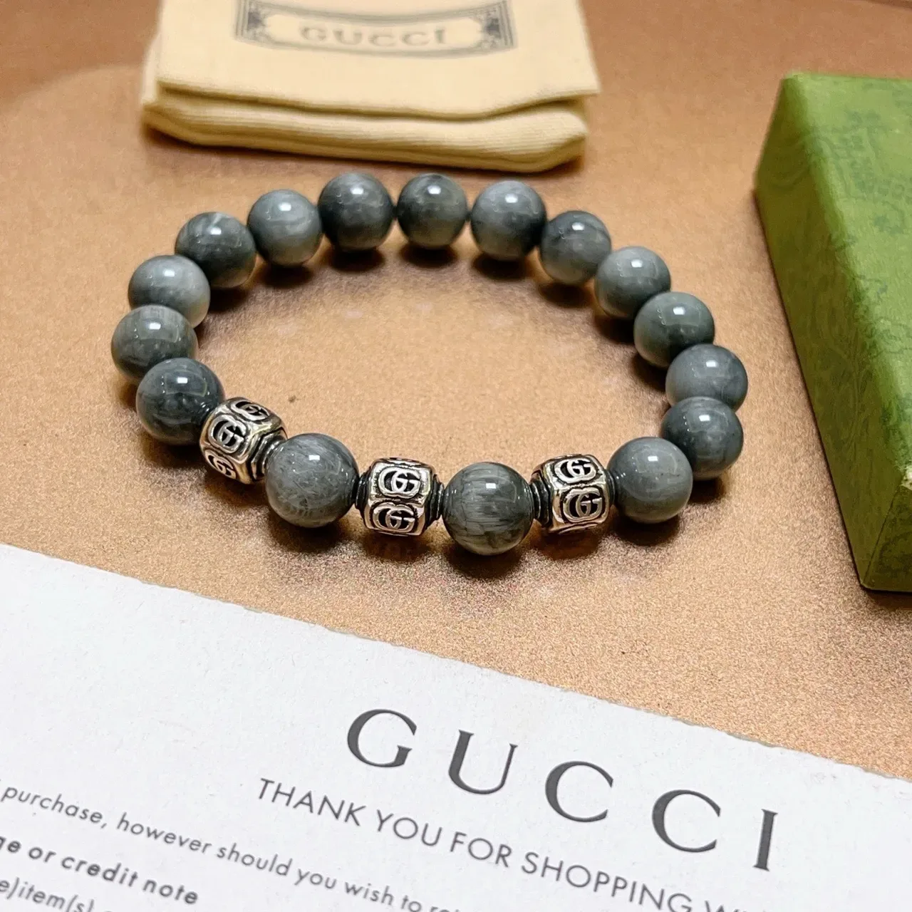 Gucci Interlocking G Stone Bead Stretch Bracelet 6