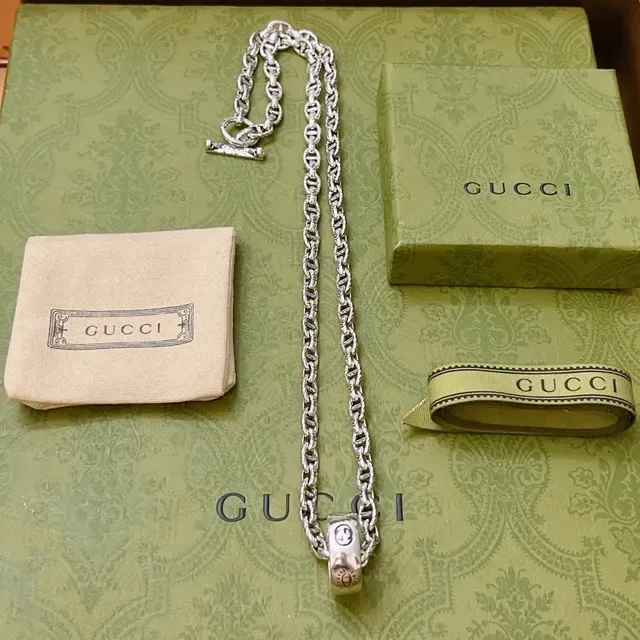 Gucci Link to Love Silver Chain Toggle Clasp Necklace 9