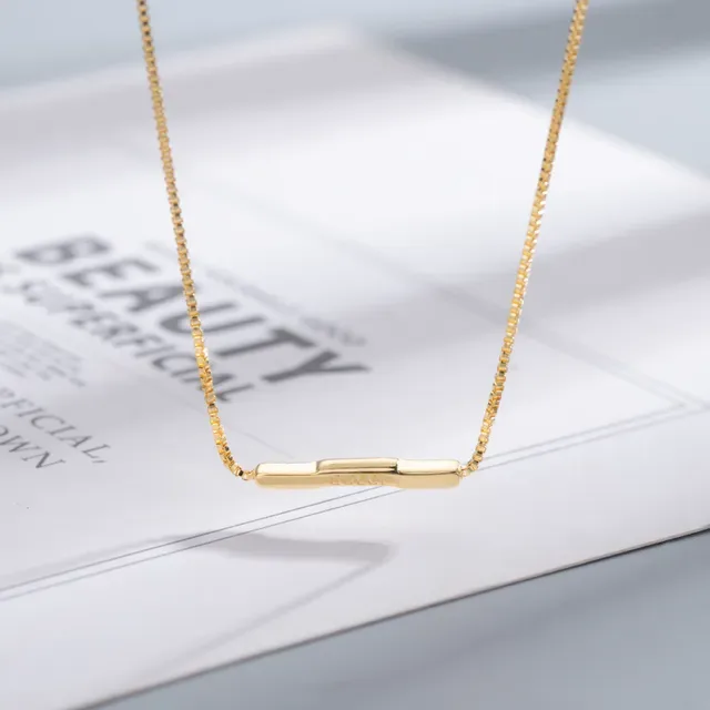 Gucci Logo Bar Pendant सلسلة ذهبية بكس 7