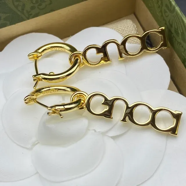 Gucci Logo Hoop Gold-Tone Earrings 2