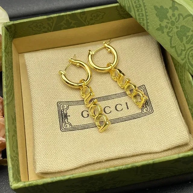 Gucci Logo Hoop Gold-Tone Earrings 5