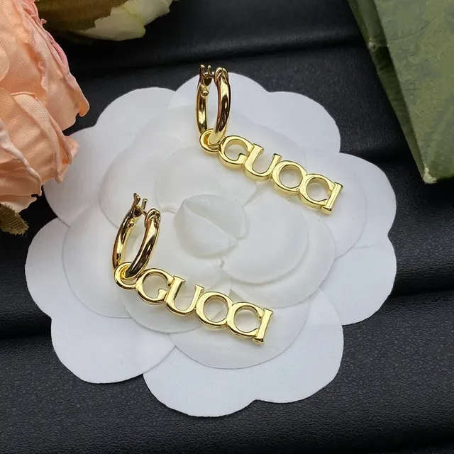 Gucci Logo Hoop Gold-Tone Earrings 6