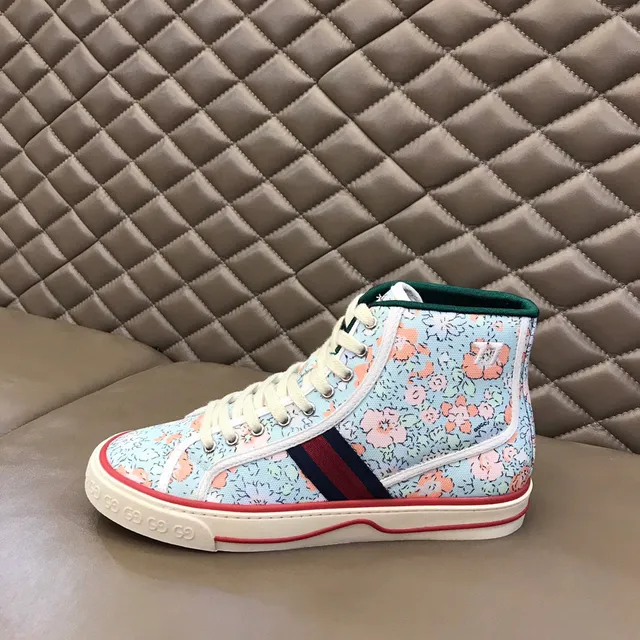 Gucci Multicolor Beige High-Top Floral-Print Canvas Lifestyle Sneakers 6