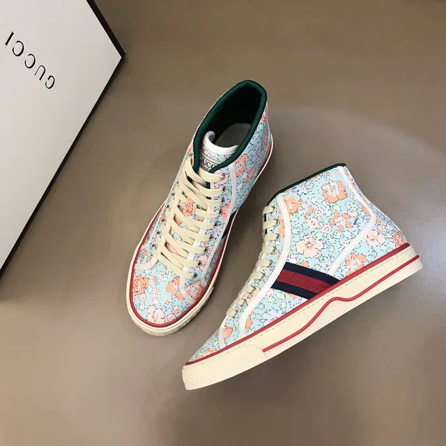 Gucci Multicolor Beige High-Top Floral-Print Canvas Lifestyle Sneakers 8