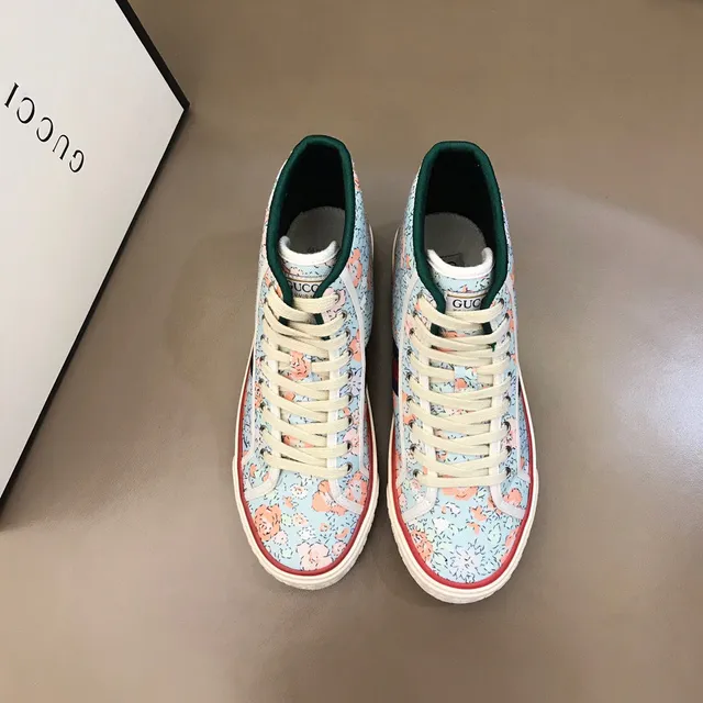 Gucci Multicolor Beige High-Top Floral-Print Canvas Lifestyle Sneakers 9