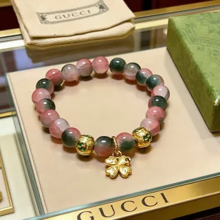 Gucci pulseira multicolor dourada com contas