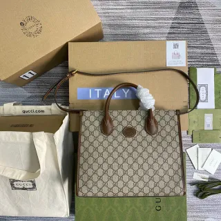 Gucci Ophidia Beige and Brown GG Monogram Tote Bag