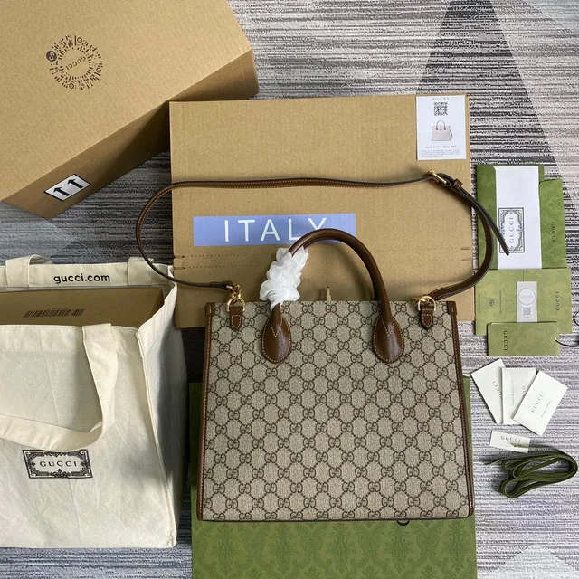 Gucci Ophidia Sac Tote Beige et Brun GG Monogram 9