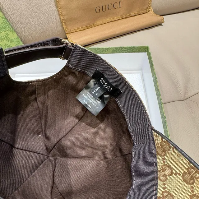 Gucci Ophidia Beige Brown GG Monogram Canvas Web Stripe Accent Baseball Cap 4
