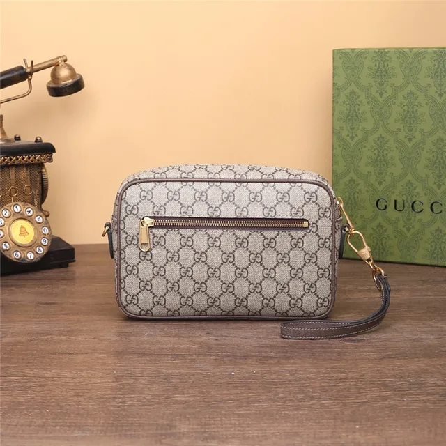 Gucci Ophidia Beige Brown Monogram Canvas Web Stripe Accent Messenger Bag 6