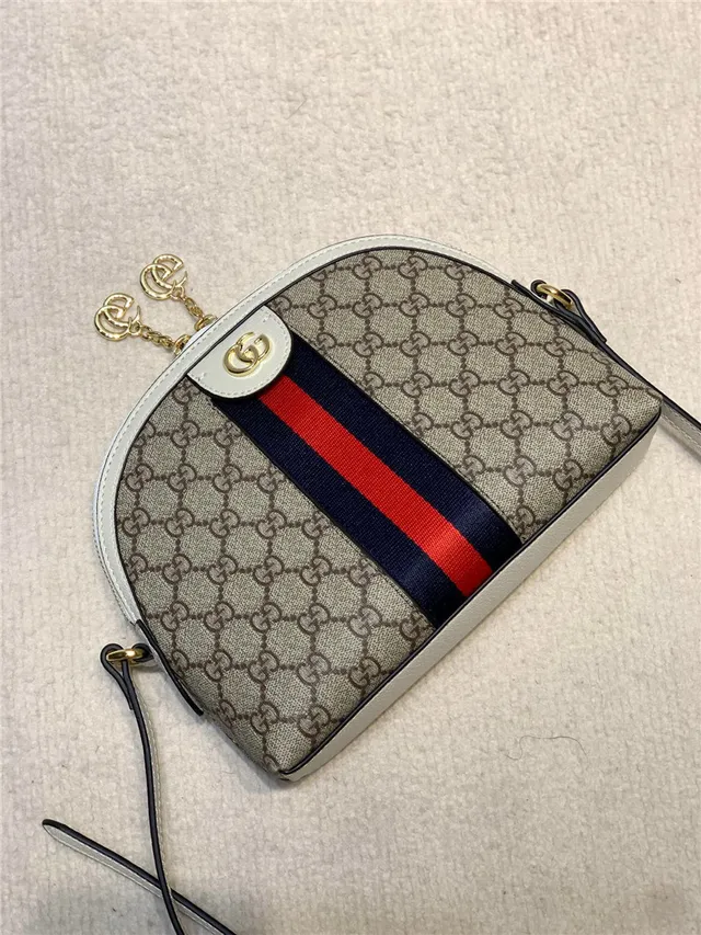 Gucci Ophidia Beige GG Monogram Canvas Web Stripe Chain Bag 4