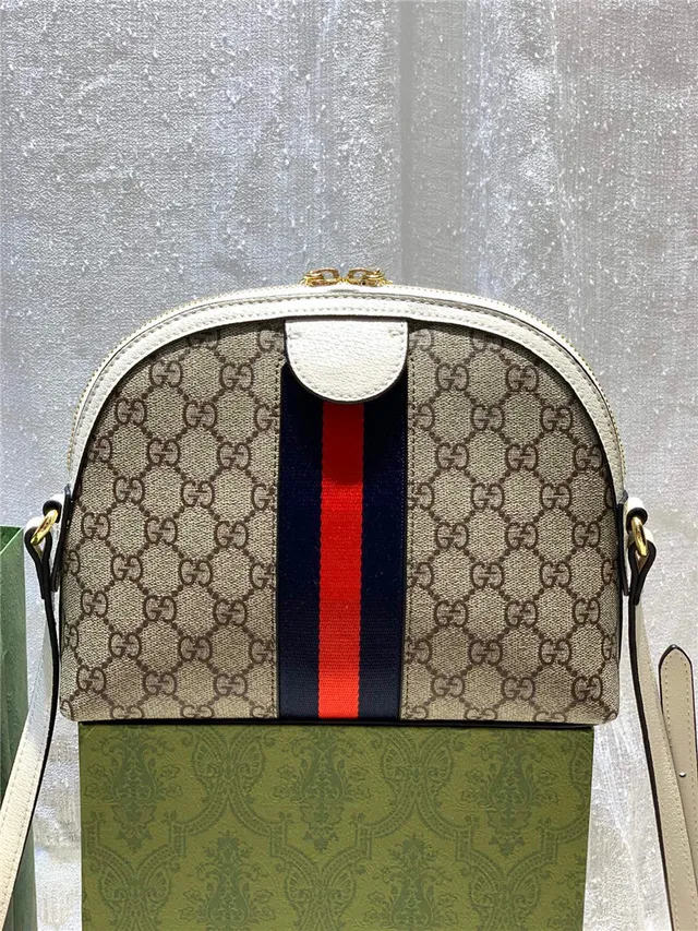 Gucci Ophidia Beige GG Monogram Canvas Web Stripe Chain Bag 9