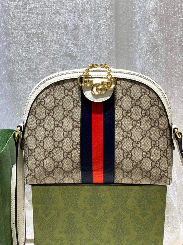 Gucci Ophidia Beige GG Monogram Canvas Web Stripe Chain Bag 10