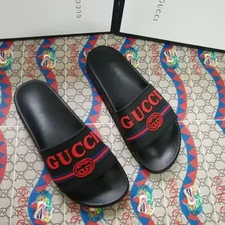 Gucci Ophidia Black Red Web Slide Slippers