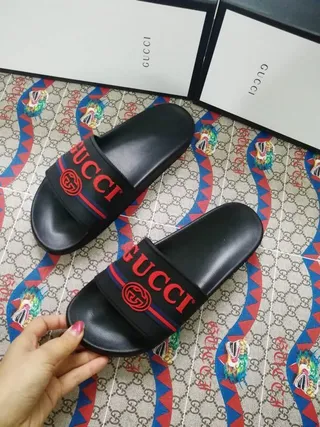 Gucci Ophidia Black Red Web Slide Slippers 2