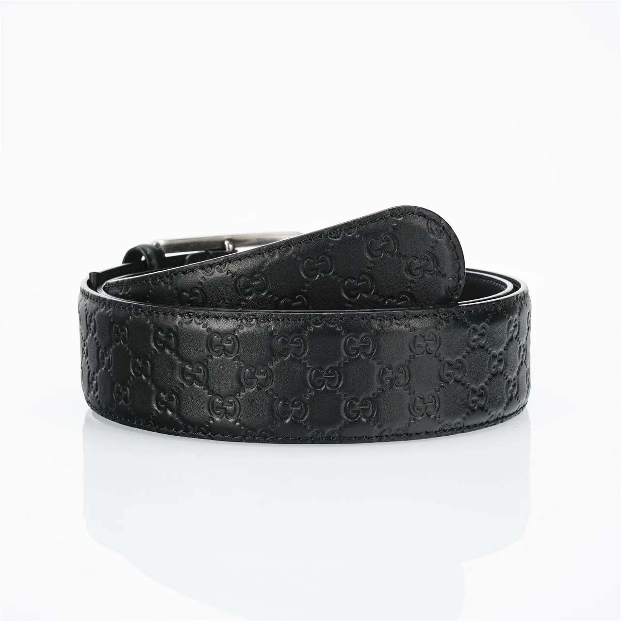 Gucci Ophidia Embossed GG Black Leather Belt 4