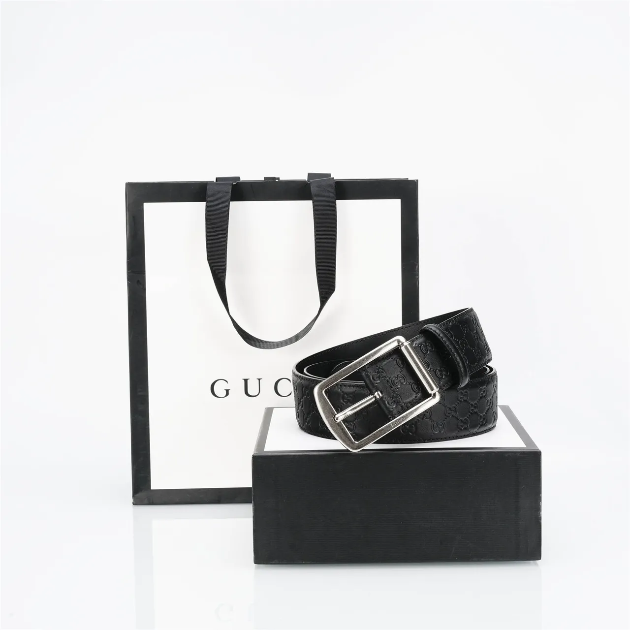 Gucci Ophidia Embossed GG Black Leather Belt 5