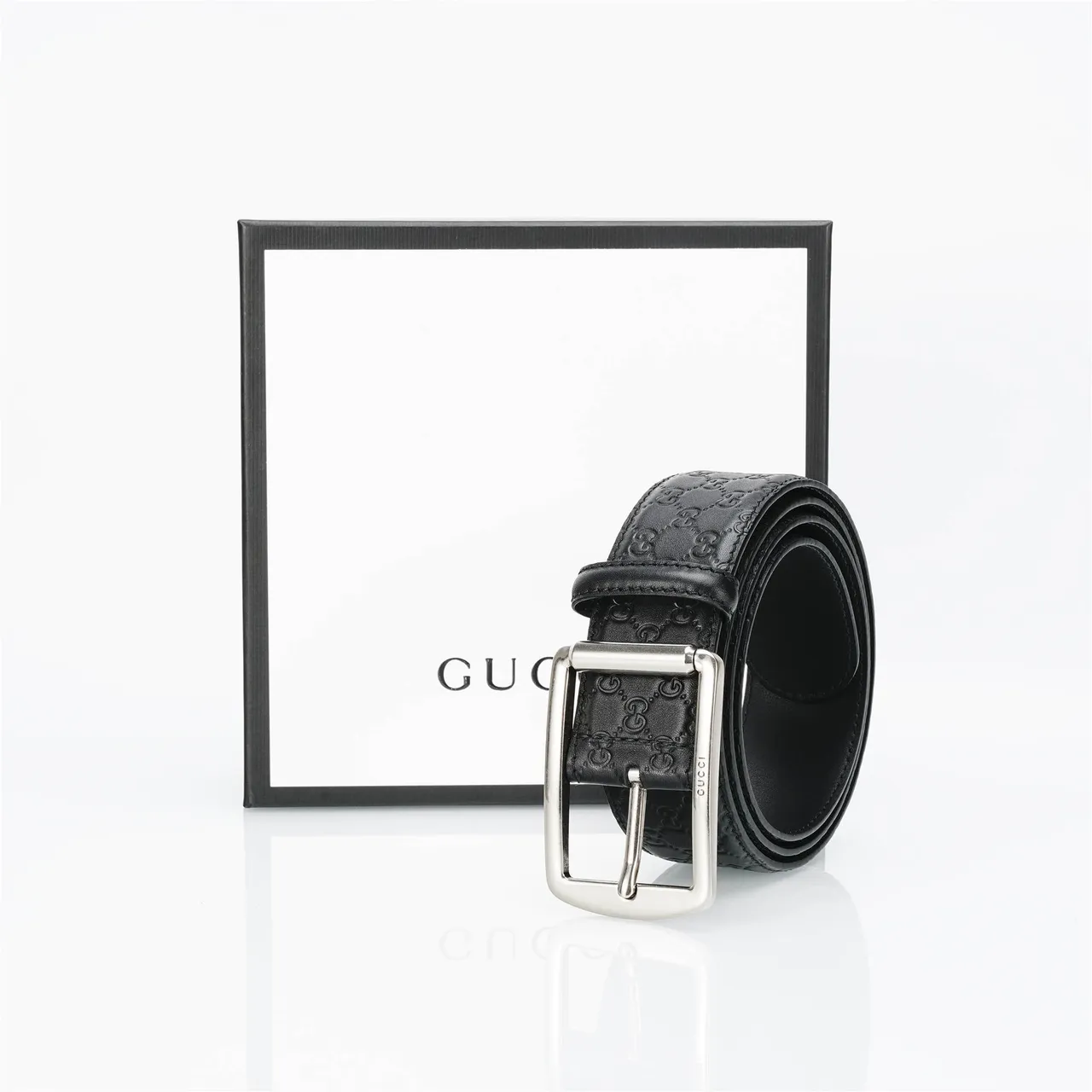 Gucci Ophidia Embossed GG Black Leather Belt 6