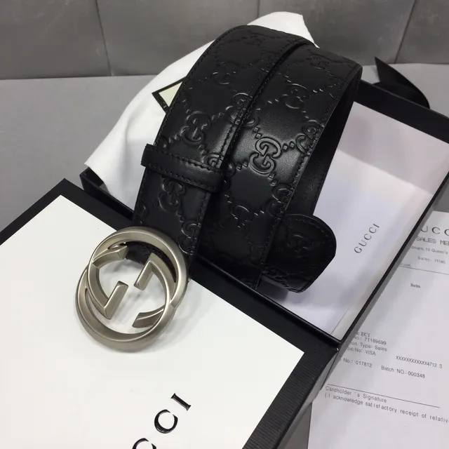Gucci Ophidia Embossed GG Monogram Black Leather Belt 4
