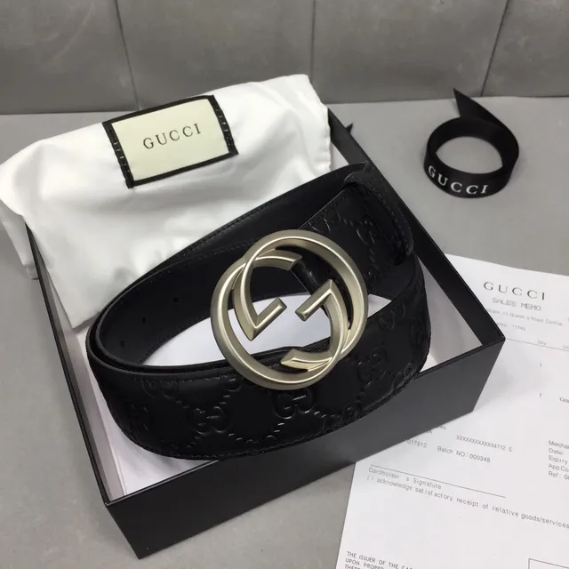 Gucci Ophidia Embossed GG Monogram Black Leather Belt 5