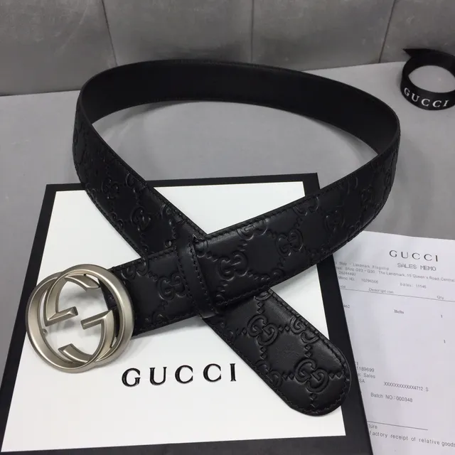 Gucci Ophidia Embossed GG Monogram Black Leather Belt 6