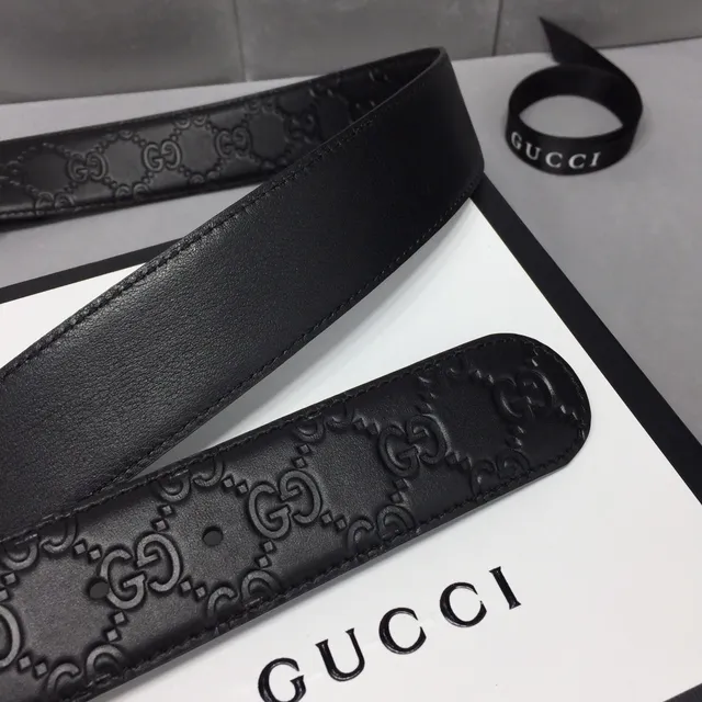 Gucci Ophidia Embossed GG Monogram Black Leather Belt 7