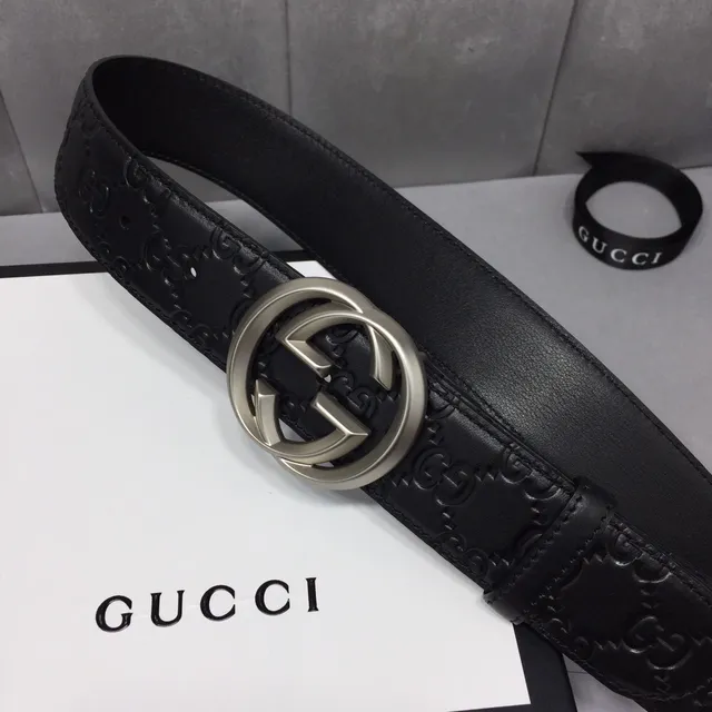 Gucci Ophidia Embossed GG Monogram Black Leather Belt 9