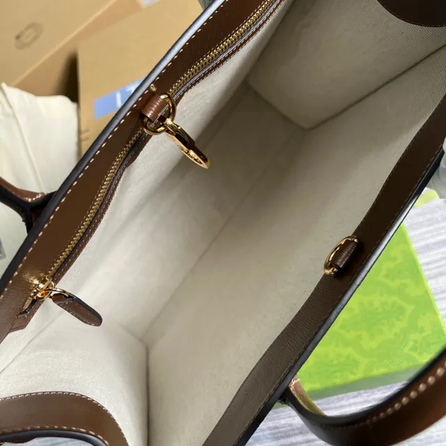 Gucci Ophidia GG Monogram Canvas Beige and Brown Tote Bag 2