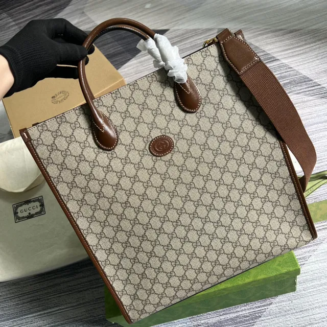 Gucci Ophidia GG Monogram Canvas Beige and Brown Tote Bag 7