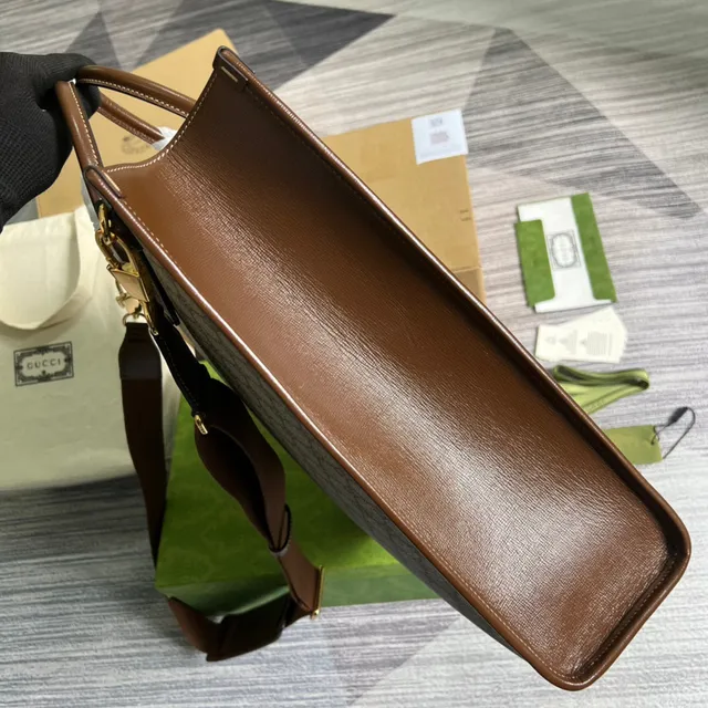 Gucci Ophidia GG Monogram Canvas Beige and Brown Tote Bag 8