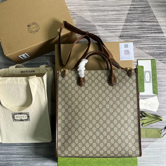 Gucci Ophidia GG Monogram Canvas Beige and Brown Tote Bag 9