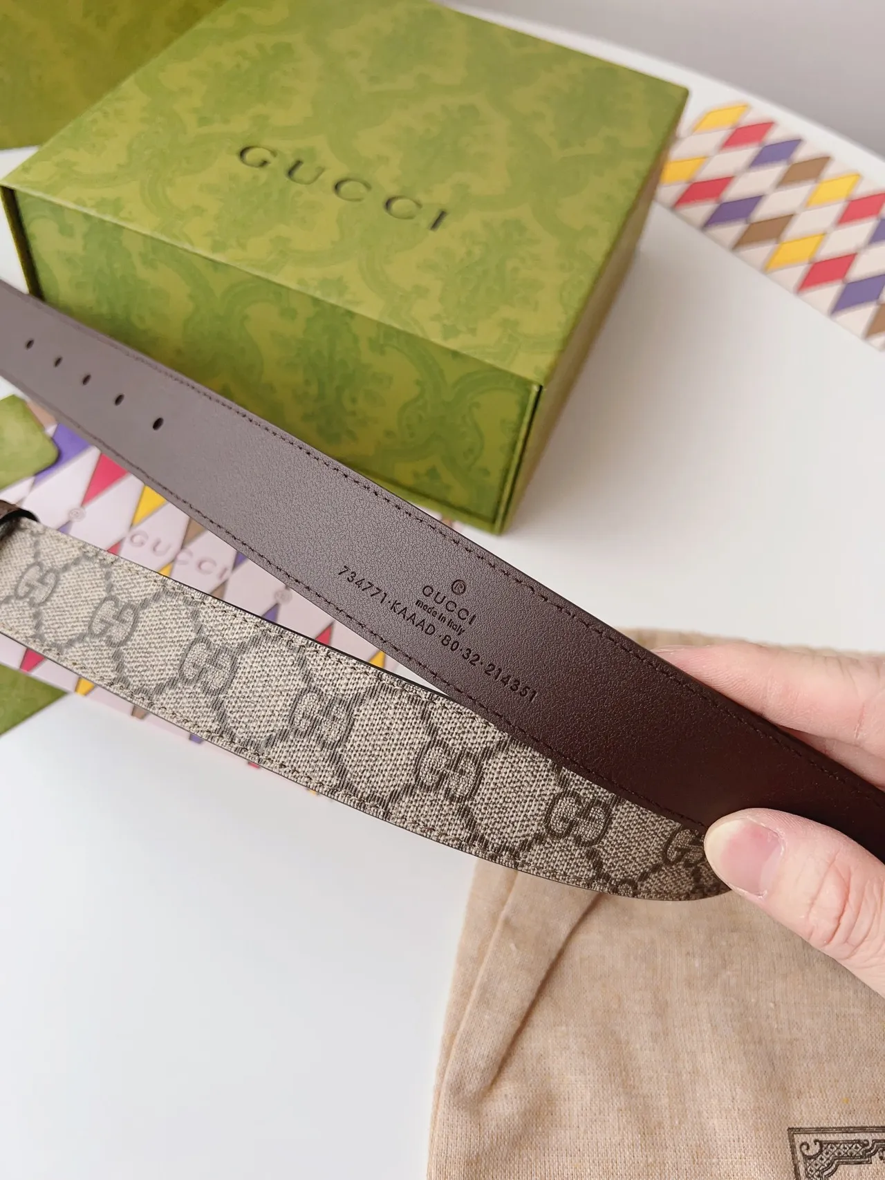 Gucci Ophidia Interlocking G Cinto Marrom e Bege de Couro 4