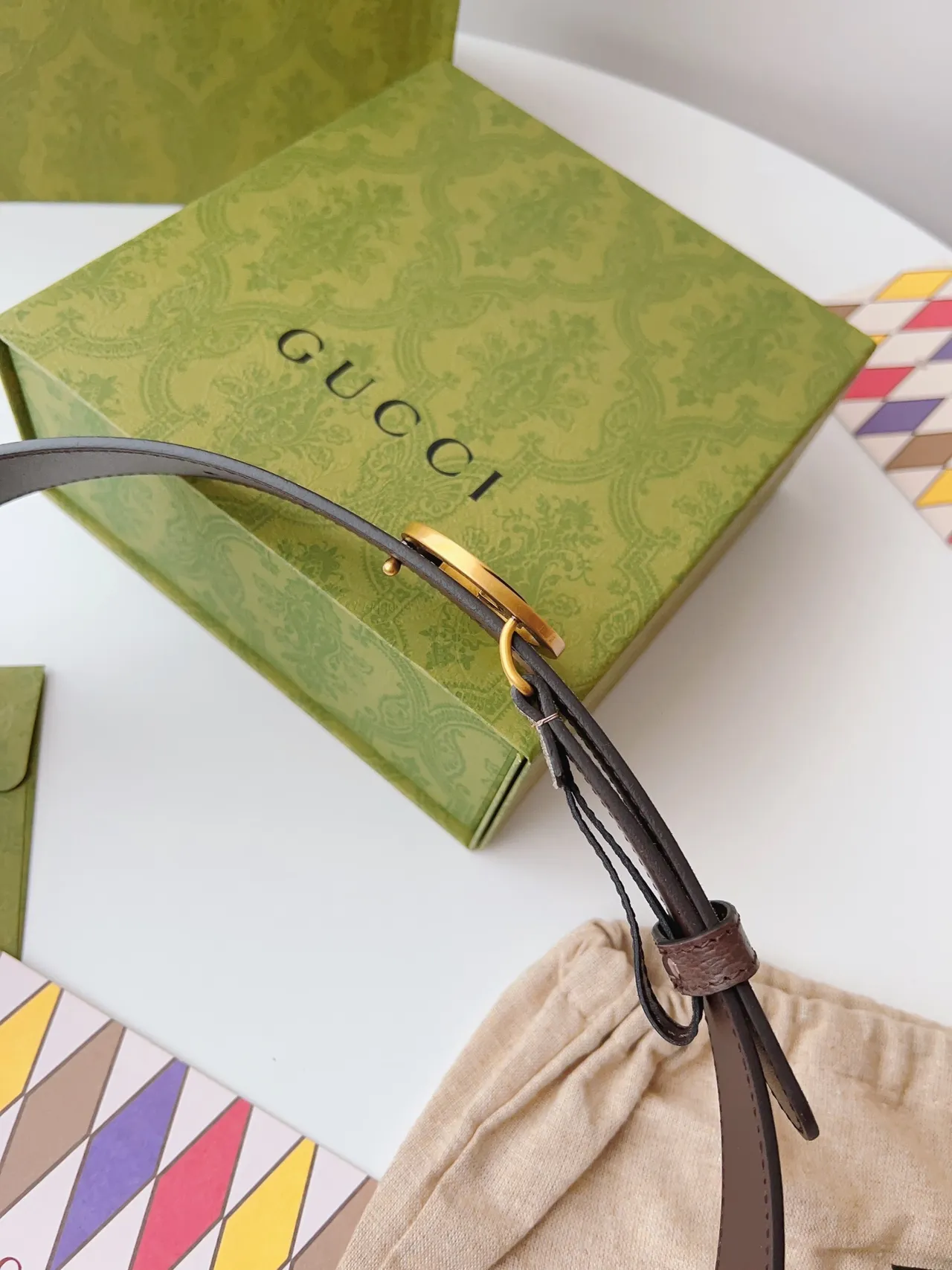 Gucci Ophidia Interlocking G Cinto Marrom e Bege de Couro 7