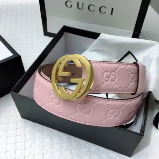 Gucci Ophidia Pink Embossed GG Leather Belt