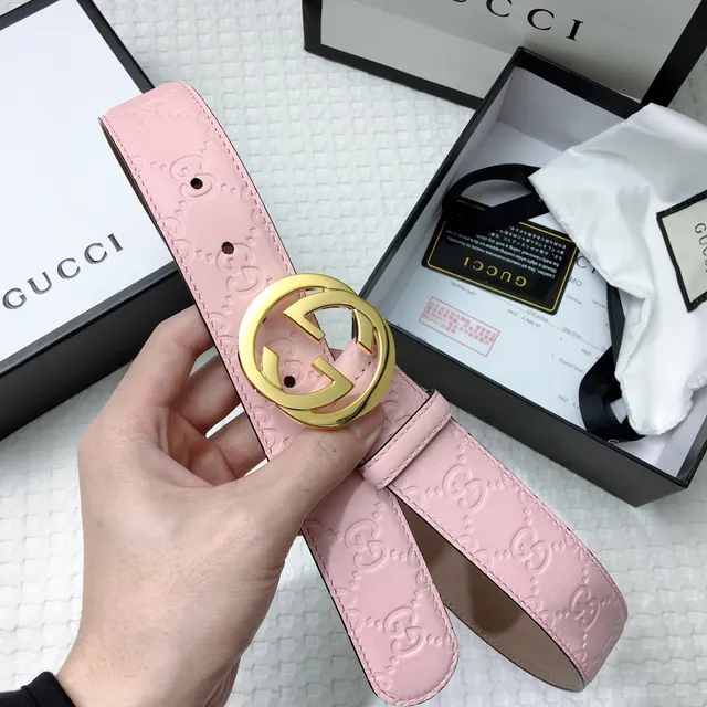 Gucci Ophidia Pink Embossed GG Leather Belt 6