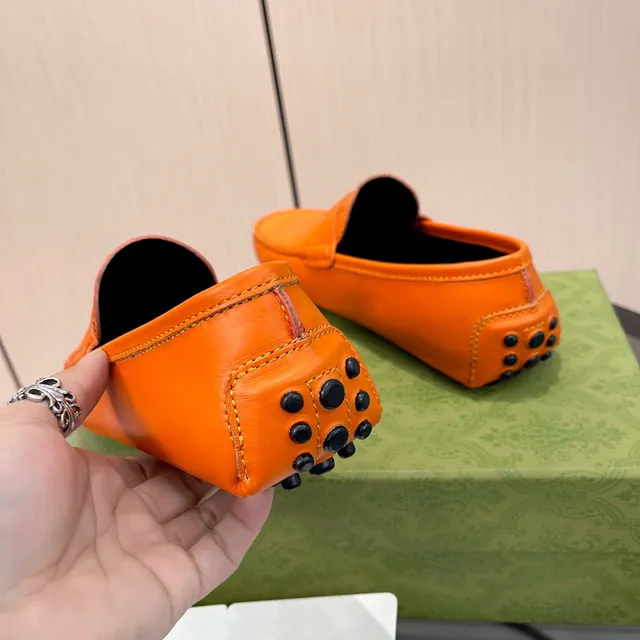 Gucci Orange Black Embossed GG Monogram Penny Strap Loafer 4
