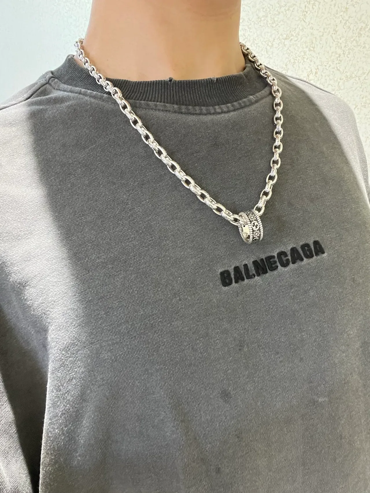 Gucci Ornate Floral G-Motif Silver Chain Necklace 4