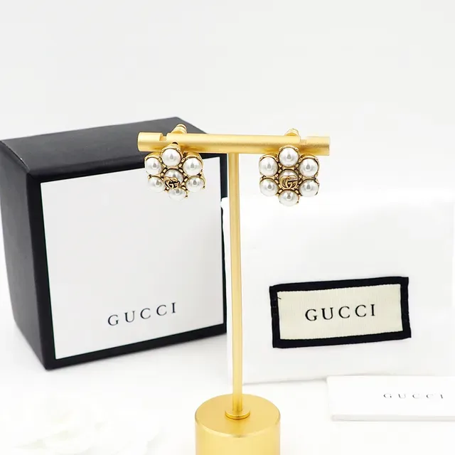 Gucci Pearl Floral Interlocking G Stud Earrings 6