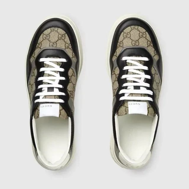 Gucci Rhyton Beige and Black GG Monogram Lifestyle Sneakers 4