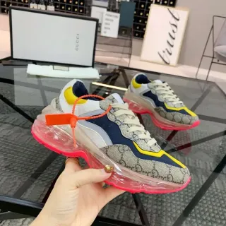 Gucci Rhyton Beige Navy Yellow Transparent Sole Lifestyle Sneakers