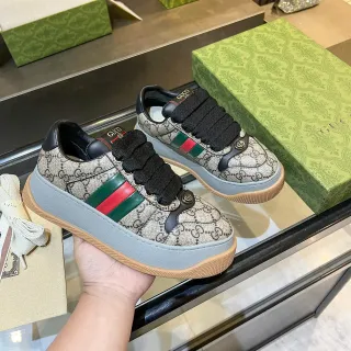 Gucci Screener بيج مونوغرام كانفاس ويب أخضر أحمر منصة سنيكرز لايف ستايل